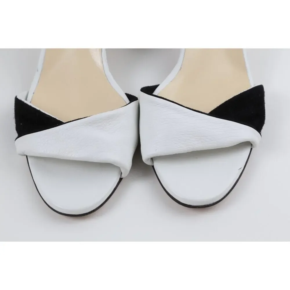 SARAH FLINT Handmade Black White Suede Leather Block Ankle Strap Sandals Size 39 - Picture 11 of 16